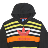 ADIDAS Womens Black Yellow & Orange Striped Hoodie UK 10 Casual Sweatshirt