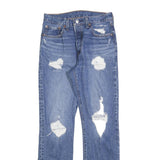 LEVI'S 501 Womens Jeans Blue Regular Straight Denim Medium W27 L32 Distressed