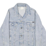 CHIC Womens Blue Denim Cotton Button Jacket L Classic Casual Outerwear