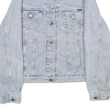 CHIC Womens Blue Denim Cotton Button Jacket L Classic Casual Outerwear