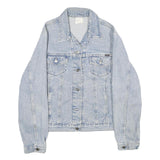 CHIC Womens Blue Denim Cotton Button Jacket L Classic Casual Outerwear