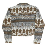 AIRPORT Womens Brown & Grey Fleece Zip Jacket S Patterned Winter Warm