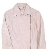 TED BAKER Womens Pink Faux Leather Zip Jacket S Plain Stylish Biker