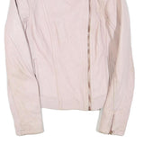 TED BAKER Womens Pink Faux Leather Zip Jacket S Plain Stylish Biker
