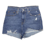 LEVI'S Womens Shorts Blue Denim Distressed S W28 Casual Summer Cut-Off