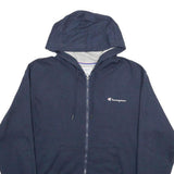 CHAMPION Mens Navy Blue Zip Hoodie M Cotton Blend Slim Fit Casual