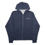 CHAMPION Mens Navy Blue Zip Hoodie M Cotton Blend Slim Fit Casual