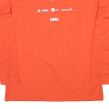 Womens Orange Long Sleeve Crew Neck Graphic T-Shirt L Polyester Sport Event