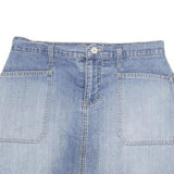 GLORIA VANDERBILT Womens Blue Denim Mini Cotton Blend Skirt M Front Pockets Slit