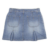 GLORIA VANDERBILT Womens Blue Denim Mini Cotton Blend Skirt M Front Pockets Slit