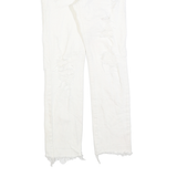 LEVI'S 501 Womens White Regular Straight Denim Raw W24 L30 Distressed Jeans