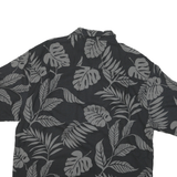 JAMACIA JAXX Mens Black & Grey Leaf Print Silk Shirt XL Tropical Pattern Relaxed
