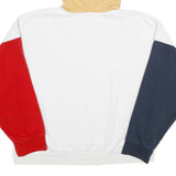 KARL KANI Womens Beige & White Hoodie S Colour Block Cotton Blend Casual