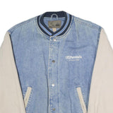 THE NORTH FACE Womens Blue & Cream Button Cotton Denim Baseball Jacket L Casual
