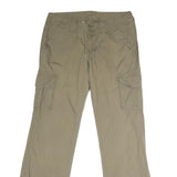 Womens Cotton Blend Beige Regular Fit Cargo Trousers W32 L31 Button Closure