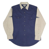 EXPRESS RIDER Mens Beige & Blue Western Shirt L Cotton Blend Casual Button-Up