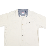 WRANGLER Mens White Classic Cotton Shirt L Button Pocket Casual Summer