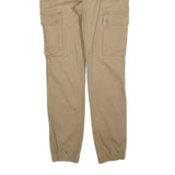 PIER ONE Mens Cotton Blend Beige Slim Cargo Trousers W34 L32 Casual Zip Closure
