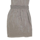 LIL Womens Grey & White Silk Polka Dot Sleeveless Day Dress Size S Belted