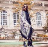 Anyyou 100% Merino Wool White Purple Patterned Silk Satin Large Winter Scarf Pashmina Shawl Bandana Perfect For Women Ladies Fashion Style