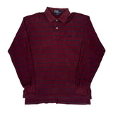 Polo By Ralph Lauren Striped Long Sleeve Polo Shirt - Small Burgundy Cotton