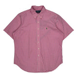 Ralph Lauren Checked Short Sleeve Shirt - XL Pink Cotton