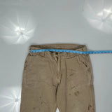 Carhartt Double Knee Carpenter Trousers - 34W 30L Beige Cotton