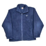 Made In USA Nike Fleece Jacket - Large Blue Polyester