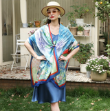 Anyyou 100% Mulberry Silk Royal Blue Scarf Women Luxury Long Shawl – Beach Wear, Swimwear Cover Up, Pashmina Face Shield Foulard Fashion Accessory