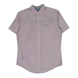 Tommy Hilfiger Striped Short Sleeve Shirt - Medium Pink Cotton