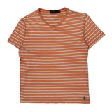 Polo By Ralph Lauren Striped T-Shirt - Small Orange Cotton
