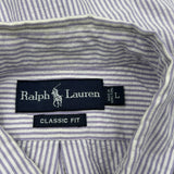 Ralph Lauren Striped Short Sleeve Shirt - Large Blue Cotton