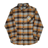 Age 10-12 Carhartt Checked Flannel Shirt - Medium Brown Cotton