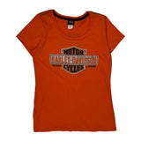 Motorcycles Harley Davidson Graphic T-Shirt - Small Orange Cotton