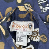 Rokok Floral Hawaiian Shirt - Large Brown Cotton
