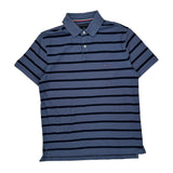 Tommy Hilfiger Striped Polo Shirt - Large Blue Cotton