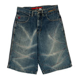 Von Dutch Contrast Stitch Baggy Denim Shorts - 30W 12L Light Wash Denim