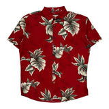 High Surf Floral Hawaiian Shirt - Medium Red Cotton