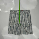 Quiksilver Checked Cargo Shorts - 38W 11L Grey Cotton