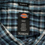 Dickies Checked Short Sleeve Shirt - 2XL Blue Cotton
