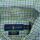 Ralph Lauren Checked Short Sleeve Shirt - Large Blue Cotton