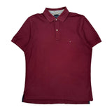 Tommy Hilfiger Polo Shirt - Large Burgundy Cotton