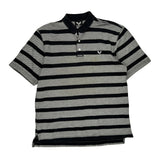 Vintage Avirex Striped Polo Shirt - Large Black Cotton