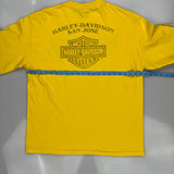 San Jose Harley Davidson Graphic Long Sleeve T-Shirt - Medium Yellow Cotton