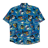 Jazz Fashion Graphic Hawaiian Shirt - Large Blue Cotton