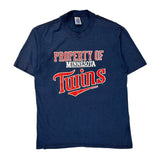 Minnesota Twins Logo 7 Single Stitch T-Shirt - XL Blue Cotton