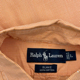 Blake Ralph Lauren Checked Short Sleeve Shirt - Large Orange Cotton