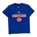 Age 11-12 Detroit Pistons Adidas Nba T-Shirt - Medium Blue Cotton