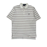 Polo By Ralph Lauren Striped Polo Shirt - Medium White Cotton