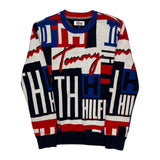 Tommy Hilfiger Denim Spellout Sweater - Small Multicoloured Cotton Blend